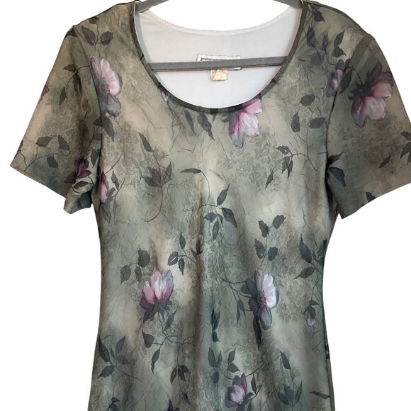 VTG Dress Barn Med-Large Dark Floral Maxi Dress Sheer Y2K  Fairy Whimsical - Picture 2 of 15